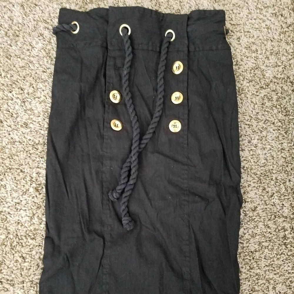 Betsey Johnson Women's Black Pencil Skirt Size 0 Rope Belt Career Chic